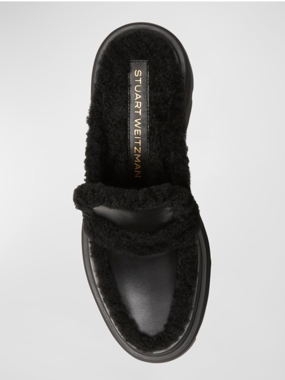 Stuart Weitzman Black Shearling-Trim Slip-On